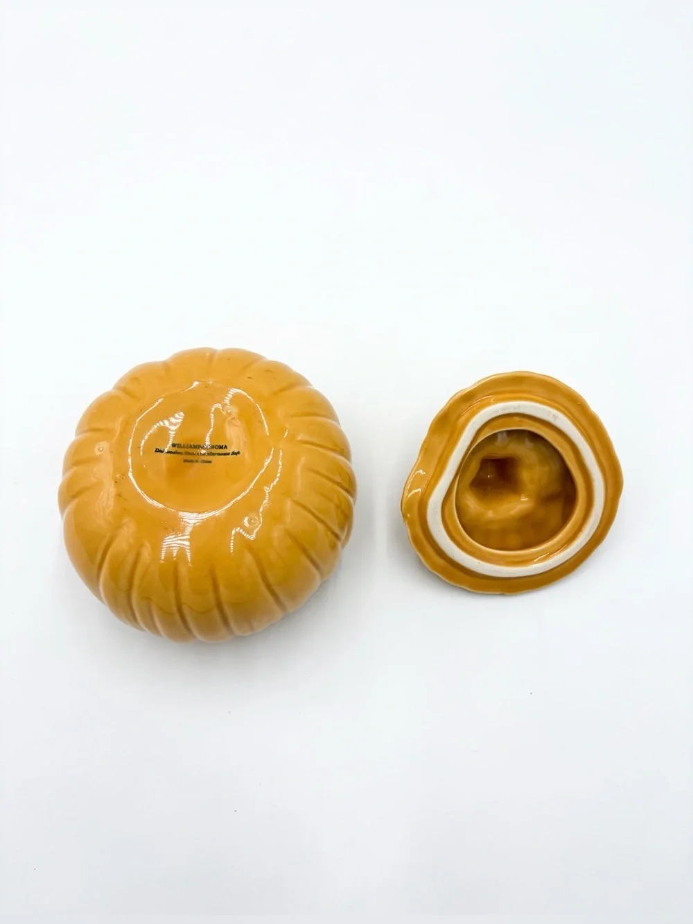 Williams Sonoma Yellow Ceramic Pumpkin Bowl - Jar with Lid